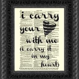 Black & Red I Carry Your Heart With Me Art Print, E. Cummings Quote Print On 1897 Dictionary Page, Holiday Gift - thumbnail 4