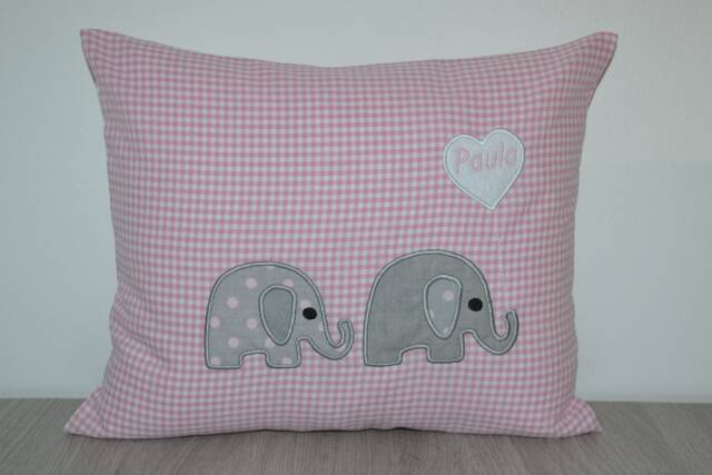 Pillow 2 Small Elephants, Pillow Elephant, Name Baptism Pillow, Birth Elephant Children's - image 1