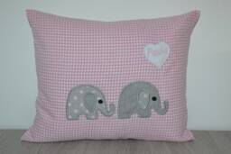Pillow 2 Small Elephants, Pillow Elephant, Name Baptism Pillow, Birth Elephant Children's - thumbnail 1