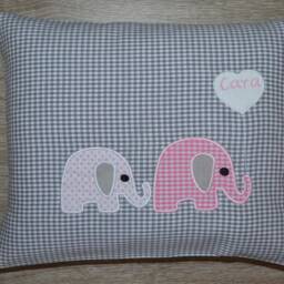 Pillow 2 Small Elephants, Pillow Elephant, Name Baptism Pillow, Birth Elephant Children's - thumbnail 3