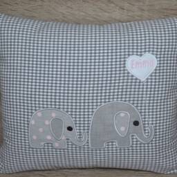 Pillow 2 Small Elephants, Pillow Elephant, Name Baptism Pillow, Birth Elephant Children's - thumbnail 4