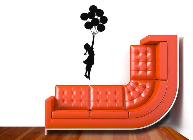 Banksy Girl With Balloons Wall Decal, Graffiti Art, Air Balloon Street Decor For Office, Living & Bedroom - image 1
