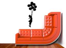 Banksy Girl With Balloons Wall Decal, Graffiti Art, Air Balloon Street Decor For Office, Living & Bedroom - thumbnail 1