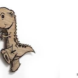 Cute Dinosaur 1 Engraved Wood - Kids Nursery Room, Baby Room Wall Clock - thumbnail 2