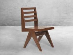 Pierre Jeanneret Inspired Outdoor Slatted Student Chair - Handmade Teakwood Furniture - thumbnail 1