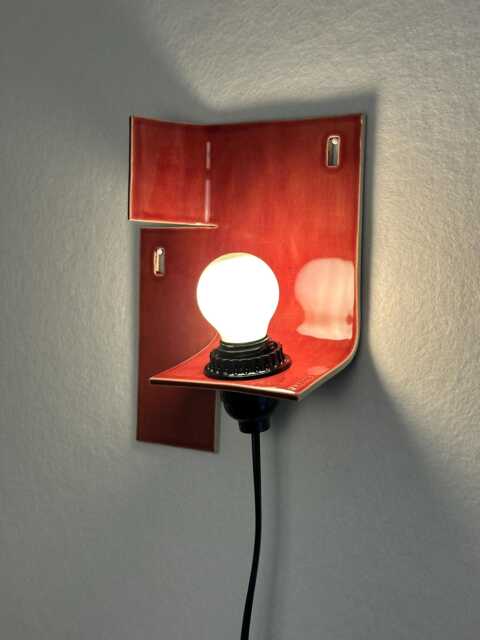 Modern Burgundy Wall Sconce, Minimalist Ceramic Accent Light, Plug-In Interior Design - image 1