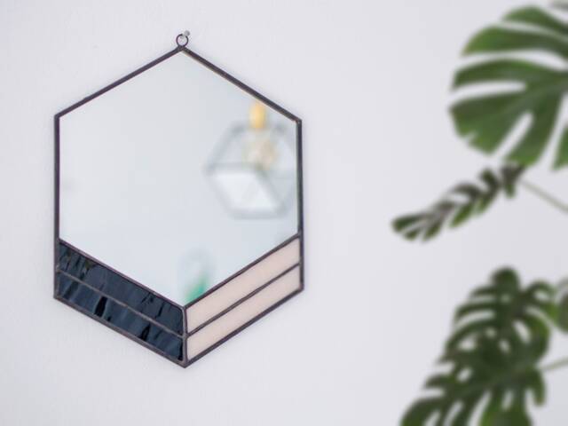 Stained Glass Mirror, Modern Art Deco Style Wall Hanging - image 1