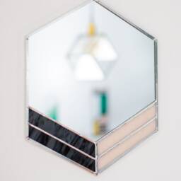 Stained Glass Mirror, Modern Art Deco Style Wall Hanging - thumbnail 2