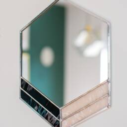 Stained Glass Mirror, Modern Art Deco Style Wall Hanging - thumbnail 3