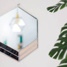 Stained Glass Mirror, Modern Art Deco Style Wall Hanging - thumbnail 4