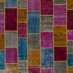 Multicolor Handmade Turkish Patchwork Rug, Red, Orange, Pink, Bright & Sweet Colors - thumbnail 4