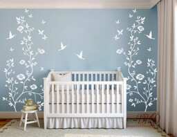 Flower Tree Wall Decal, Birds, Hummingbirds, Removable Sticker - thumbnail 1