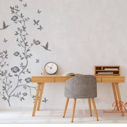 Flower Tree Wall Decal, Birds, Hummingbirds, Removable Sticker - thumbnail 2