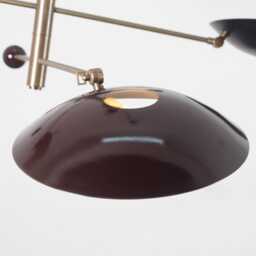 Mid Century Sputnik Style Four Desk Shade Raw Brass Finish Pendent Light - thumbnail 2