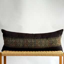 Vintage Hmong Hemp Pillow Handwoven Tribal Textile, Navy Batik - thumbnail 1