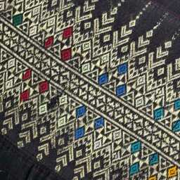 Vintage Hmong Hemp Pillow Handwoven Tribal Textile, Navy Batik - thumbnail 3