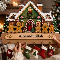 Personalized Christmas Wooden Key Holder For Family, Custom Holiday Wall Decor, Family Name Established Sign With Hooks - thumbnail 2