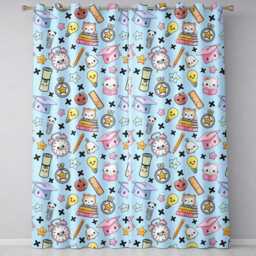Cute Kawaii School Supplies Cat Books Blue Background Seamless Pattern Readymade Eyelet Ring Top Thermal 100% Blackout Curtains - thumbnail 2