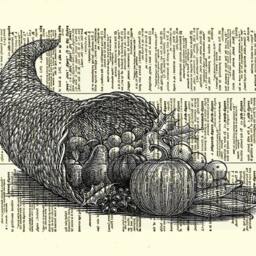 Cornucopia Print On Antique Dictionary Page, Thanksgiving Wall Art - thumbnail 3