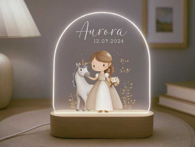 Personalised Children's Princess Night Light - Led Lamp Nursery Decor Baby Girl Gift For New Name Sign Bedroom - image 1