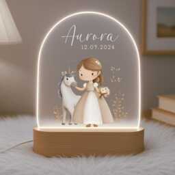 Personalised Children's Princess Night Light - Led Lamp Nursery Decor Baby Girl Gift For New Name Sign Bedroom - thumbnail 2