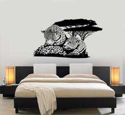 Wall Vinyl Decal Cheetah Family Leopard Jungle Savanna Animal Africa Decor 1468Dz - thumbnail 1