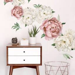 Peony Wall Decal, Floral Decals Peel & Stick Vinyl, Flowers Stickers For Girls Nursery Room Decor Self Adhesive - thumbnail 2