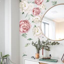 Peony Wall Decal, Floral Decals Peel & Stick Vinyl, Flowers Stickers For Girls Nursery Room Decor Self Adhesive - thumbnail 3