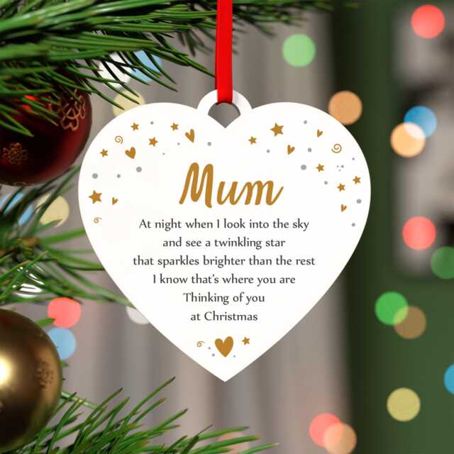 star Christmas Remembrance Decoration - Personalised Angel Memorial Bauble Mum Dad Nan Mom Husband Any Name With Red Bag - image 1