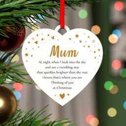 star Christmas Remembrance Decoration - Personalised Angel Memorial Bauble Mum Dad Nan Mom Husband Any Name With Red Bag - thumbnail 1