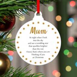 star Christmas Remembrance Decoration - Personalised Angel Memorial Bauble Mum Dad Nan Mom Husband Any Name With Red Bag - thumbnail 3