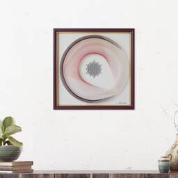 Zen Blush String Art With Tetrahedron Relief - Spiritual Wall Burgundy Frame - thumbnail 3