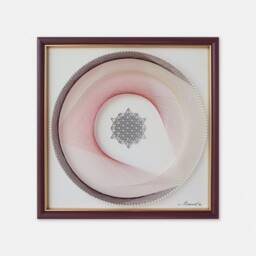 Zen Blush String Art With Tetrahedron Relief - Spiritual Wall Burgundy Frame