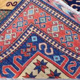 5x8 Kazak Area Rug Navy Blue Caucasian Hand Knotted Veg Dyes Wool Afghan Rug, Bedroom Rug, Rugs For Living Room, Oriental Geometric - thumbnail 4