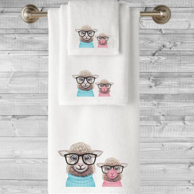 Embroidered Towels Quirky Sheep Design, Personalized Luxury Cotton Towel - image 1