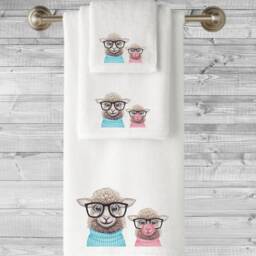 Embroidered Towels Quirky Sheep Design, Personalized Luxury Cotton Towel - thumbnail 1