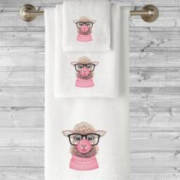 Embroidered Towels Quirky Sheep Design, Personalized Luxury Cotton Towel - thumbnail 2