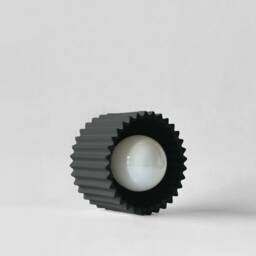 Small Syracuse - Ceramic Flush Mount Wall Sconce Handmade Minimalist Light Fixture in Shadow Charcoal Gray - thumbnail 2