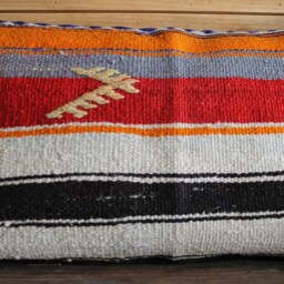 3050cm - 1220In Handwoven Vintage Kilim Cushion Cover - Multi Coloured Bands - thumbnail 2