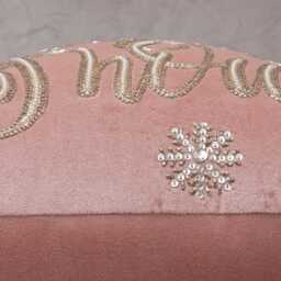 "Blush Pink Velvet Christmas Pillow Cover Gold " - thumbnail 4