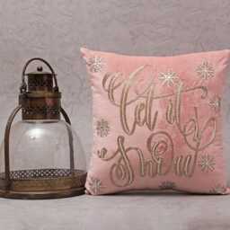 "Blush Pink Velvet Christmas Pillow Cover Gold " - thumbnail 3