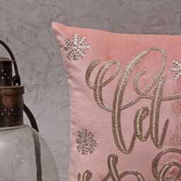 "Blush Pink Velvet Christmas Pillow Cover Gold " - thumbnail 2