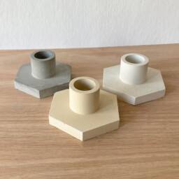 Geometric Concrete Candlestick Minimalist Tealight Holder, Neutral Decor - thumbnail 3