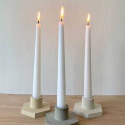 Geometric Concrete Candlestick Minimalist Tealight Holder, Neutral Decor - thumbnail 2