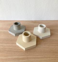 Geometric Concrete Candlestick Minimalist Tealight Holder, Neutral Decor