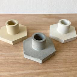Geometric Concrete Candlestick Minimalist Tealight Holder, Neutral Decor - thumbnail 4