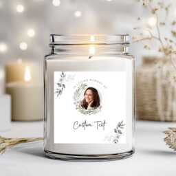 In Loving Memory White Flower - Candle Label L Custom Memorial