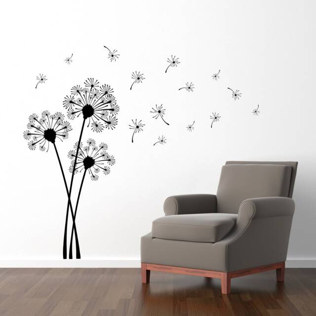 Dandelion Wall Decal Set - Dandelions Blowing in The Wind Flower Decor - image 1