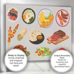 Assorted Hand Painted Food Illustration Collection Canvas Wall Art Print Decor Picture Ready To Hang - thumbnail 3