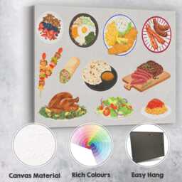 Assorted Hand Painted Food Illustration Collection Canvas Wall Art Print Decor Picture Ready To Hang - thumbnail 2